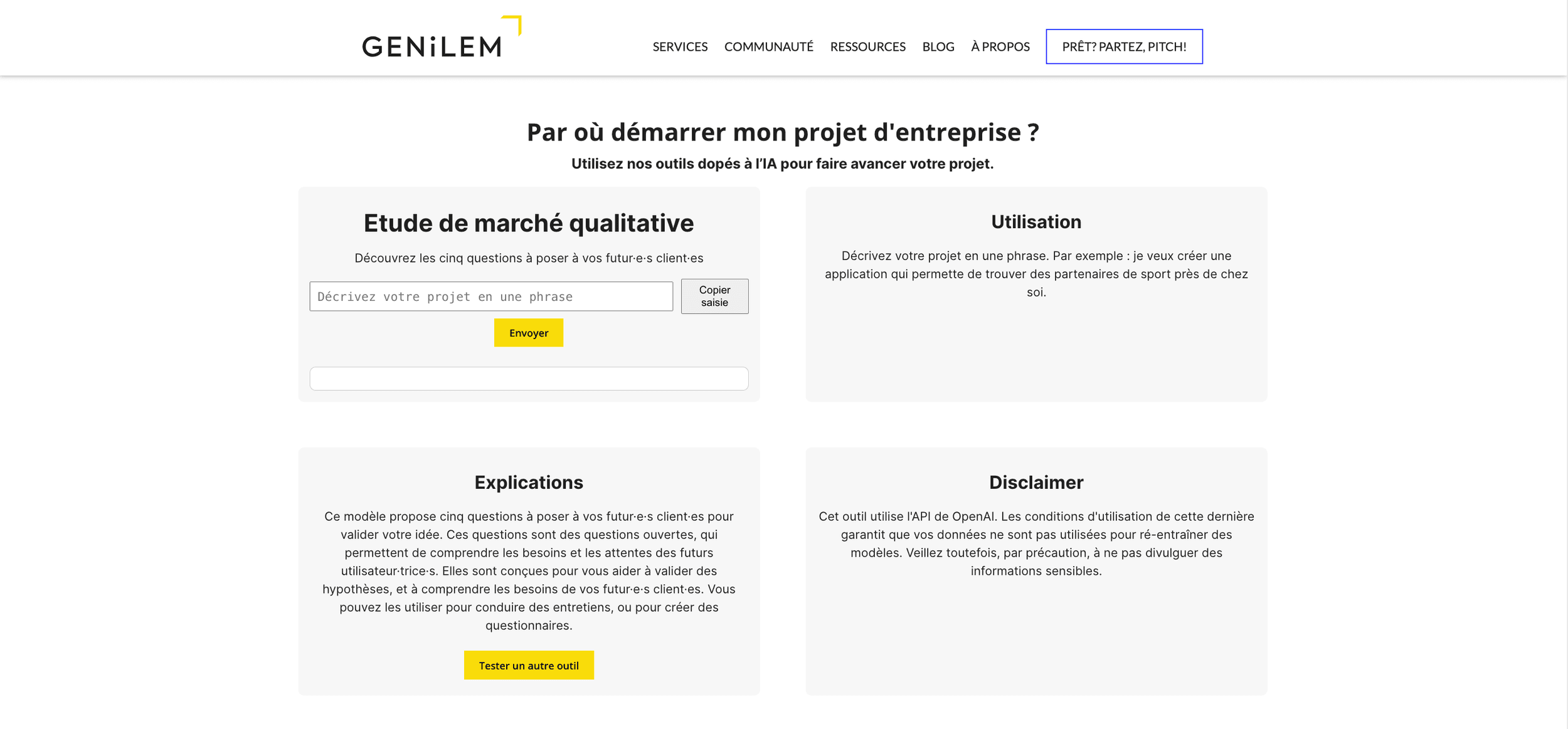 Interface des outils GENILEM IA